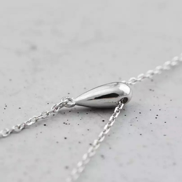 NEW 925 Silver Zircon Water Drop Lariat Necklace - Picture 7 of 11